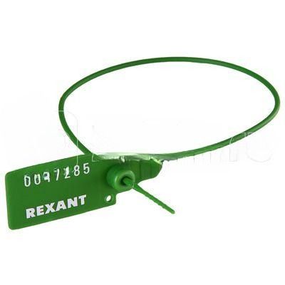 Пломба пластиковая номерная 350мм зел. Rexant 07-6133